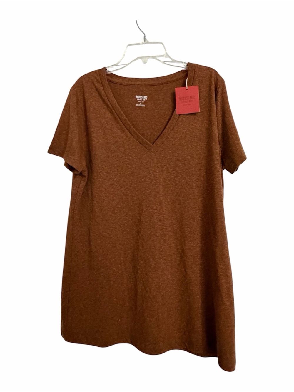 Mossimo Supply Co. Short Sleeve V‑Neck Tee in Rust Brown - XL, NWT